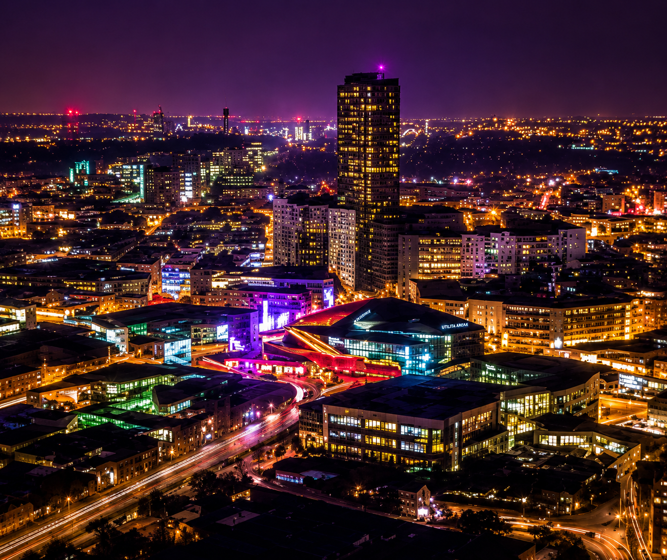 City skyline at night